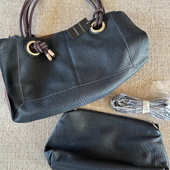 Leather/Flux Handbag with small Pouch Bag - New w/Tags - Picture 3 of 5